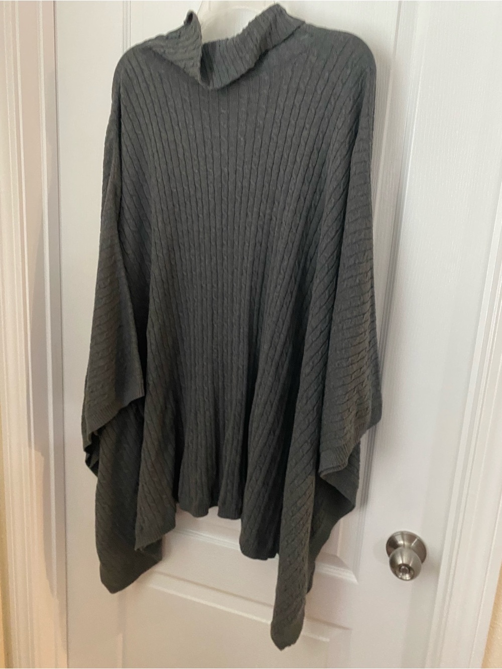 bryn Walker Charcoal Ribbed Knit Poncho - Picture 4 of 7